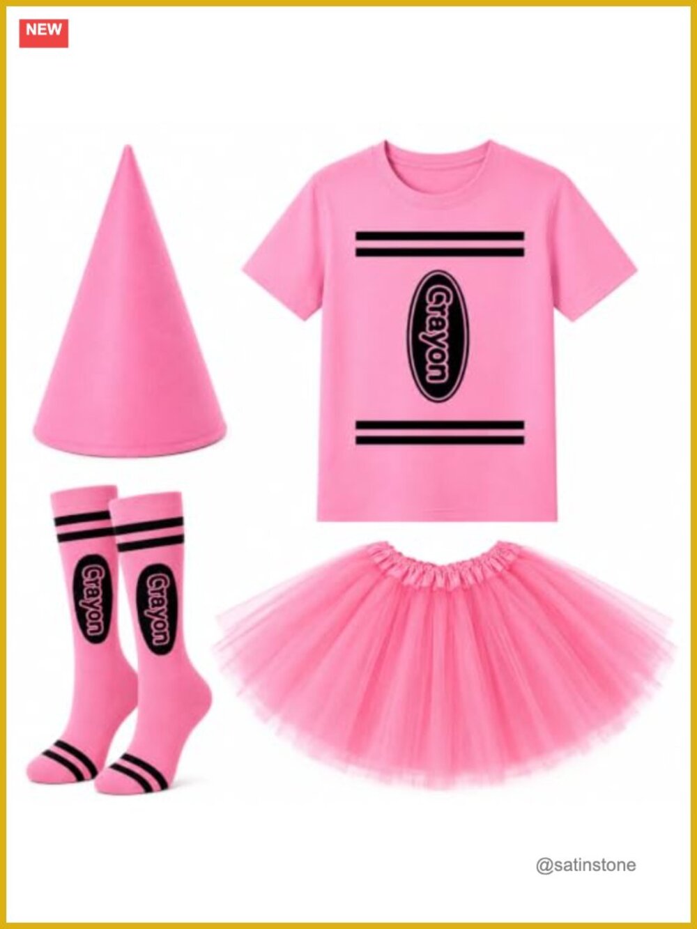Crayon Costume Set Womens 4 Piece Halloween Tutu Hat Socks